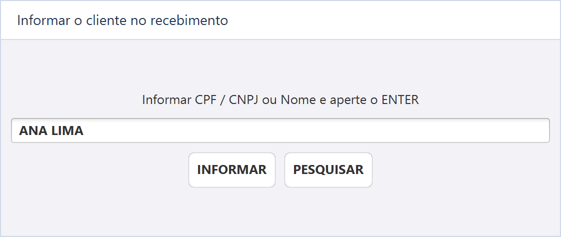 Reprodução ilustrativa de Informar o cliente no recebimento, sem dados de uma operação real.
