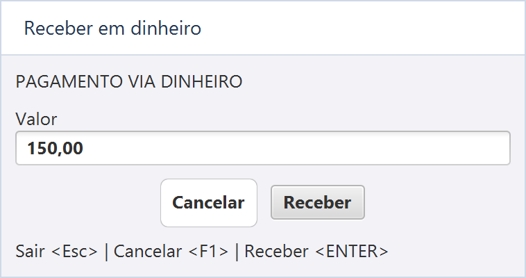 Reprodução ilustrativa de Receber em dinheiro, sem dados de uma operação real.